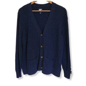 Lands End 100% Cotton Blue Rainbow Confetti Cardigan